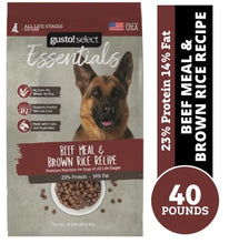 Load image into Gallery viewer, Beef &amp; Brown Rice Essentials 40 LB Dry Dog Food
