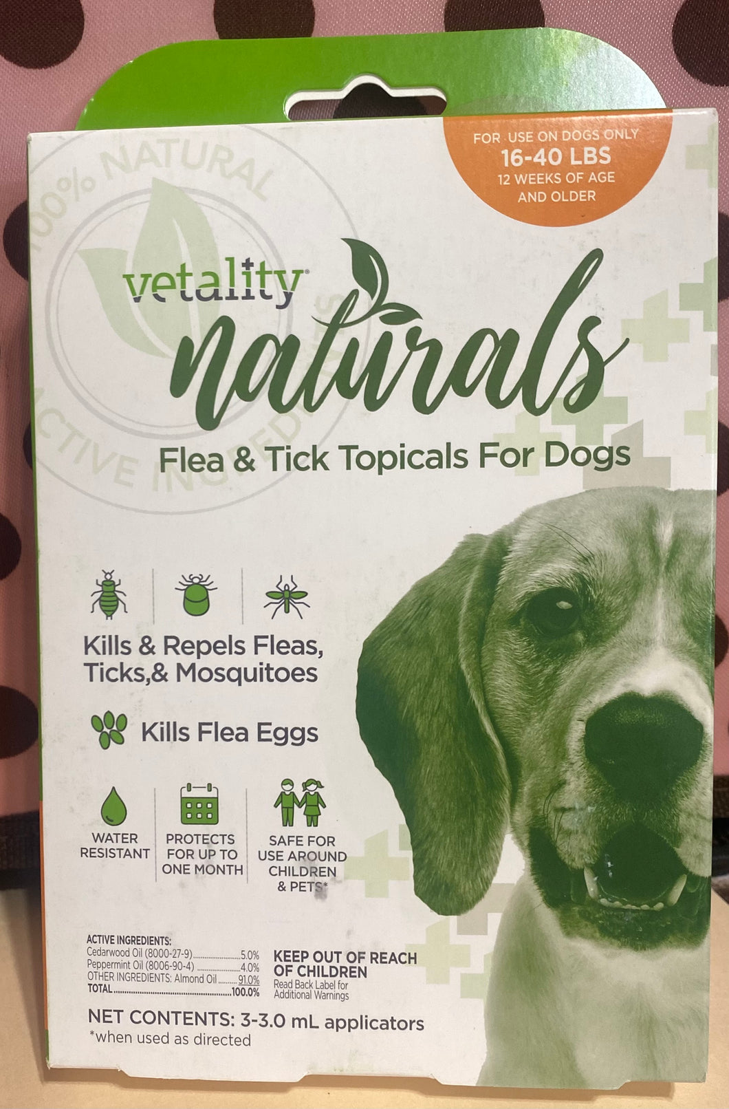 16-40 LBS - Vetality Naturals Flea & Tick Topical For Dogs